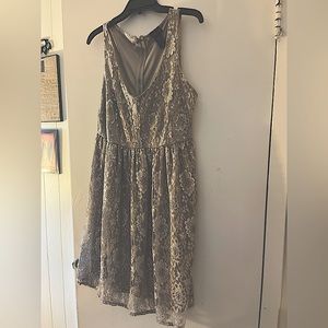 Torrid dress size 12.Silver floral/mesh overlay silver dress. All season dress